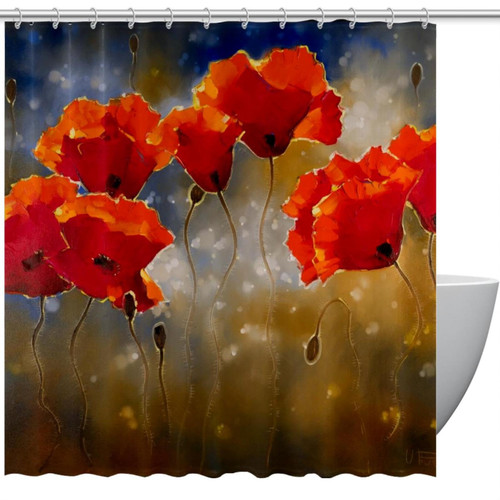 VAPOKF Shower Curtain for Bathroom Decor, Beautiful Red Geraniums Waterproof Polyester Fabric Bath Curtain Set with 12 Hooks - 60x72 Inches