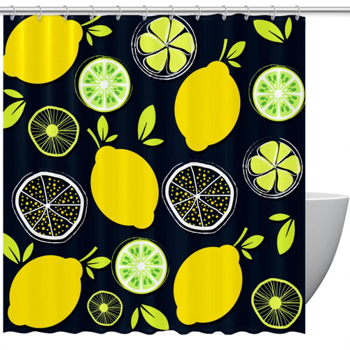 VAPOKF Shower Curtain for Bathroom Decor, Yellow Slices Waterproof Polyester Fabric Bath Curtain Set with 12 Hooks - 72x72 Inches