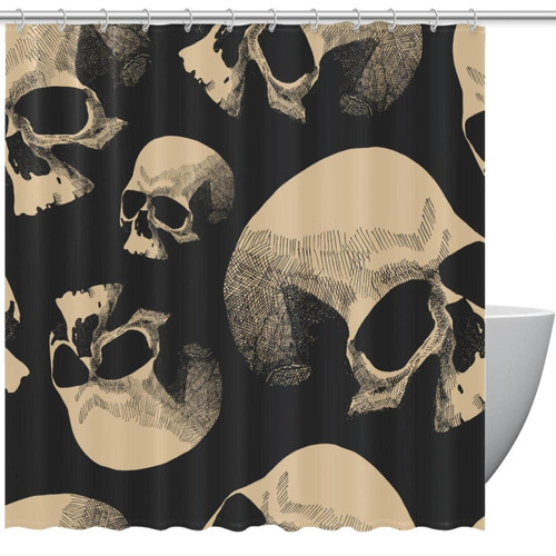 VAPOKF Shower Curtain for Bathroom Decor, Grunge Skulls Waterproof Polyester Fabric Bath Curtain Set with 12 Hooks - 60x72 Inches