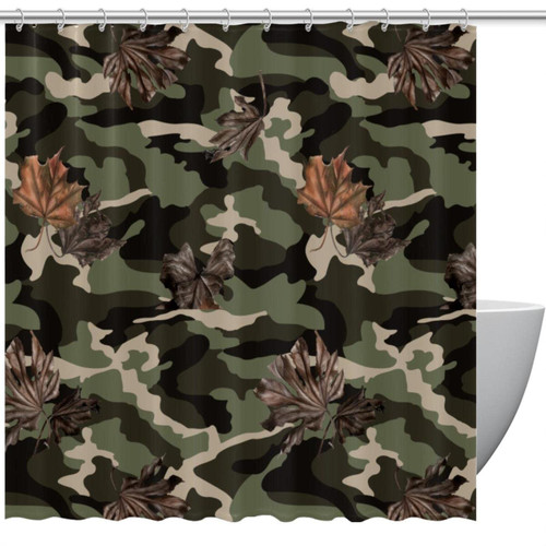 VAPOKF Shower Curtain for Bathroom Decor, Camouflage Leaves Waterproof Polyester Fabric Bath Curtain Set with 12 Hooks - 60x72 Inches