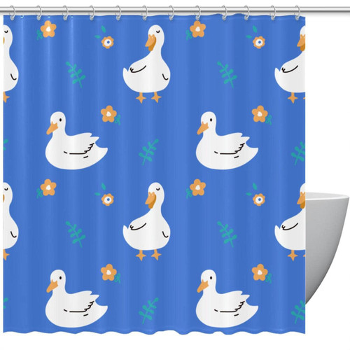 VAPOKF Shower Curtain for Bathroom Decor, White Duck Waterproof Polyester Fabric Bath Curtain Set with 12 Hooks - 60x72 Inches