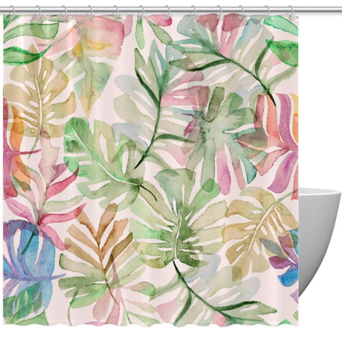 VAPOKF Shower Curtain for Bathroom Decor, Palm Leave Waterproof Polyester Fabric Bath Curtain Set with 12 Hooks - 60x72 Inches