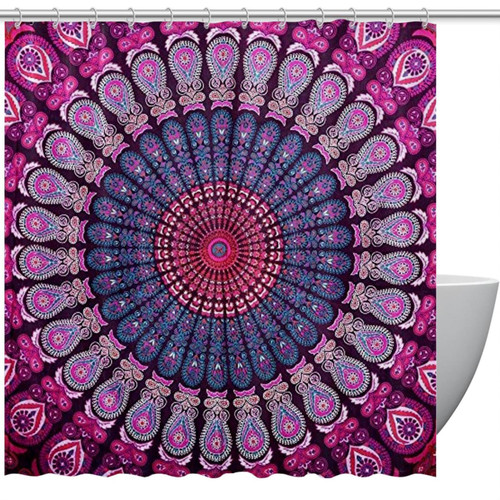 VAPOKF Shower Curtain for Bathroom Decor, Doble Mandala Bohemio Waterproof Polyester Fabric Bath Curtain Set with 12 Hooks - 60x72 Inches