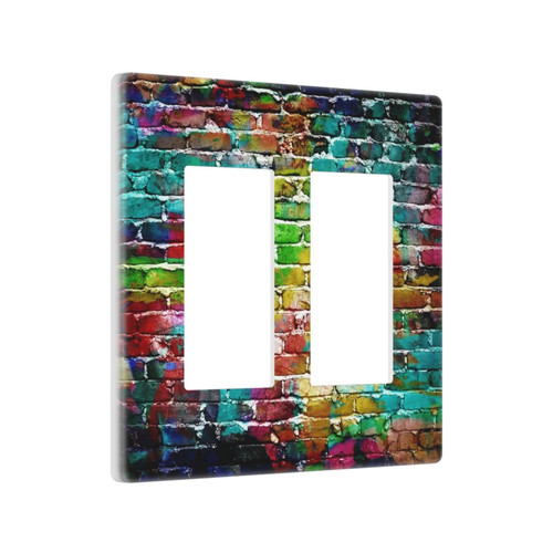 Colorful Bricks 2 Gang Double Rocker/Decora Light Switch Cover Decorative Outlet Wall Plate Electrical Faceplate Home Bedroom Art Panel Decor Screwless 4.7" x 4.6 Colorful Bricks 2 Gang Double Rocker/Decora Light Switch Cover Decorative Outlet Wall Plate Electrical Faceplate Home Bedroom Art Panel Decor Screwless 4.7" x 4.6