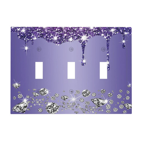 Glitter Diamond Purple Drip 3 Gang Triple Toggle Light Switch Wall Plate Cover Decorative Electrical Faceplate For Rustic Barn Door Home Living Room Decorate Glitter Diamond Purple Drip 3 Gang Triple Toggle Light Switch Wall Plate Cover Decorative Electrical Faceplate For Rustic Barn Door Home Living Room Decorate
