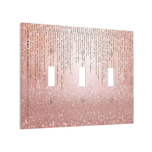 Pink Glittery Bling 3 Gang Triple Toggle Light Switch Wall Plate Cover Decorative Electrical Faceplate for Rustic Barn Door Home Living Room Decorate 6.7" x 4.8 Pink Glittery Bling 3 Gang Triple Toggle Light Switch Wall Plate Cover Decorative Electrical Faceplate for Rustic Barn Door Home Living Room Decorate 6.7" x 4.8