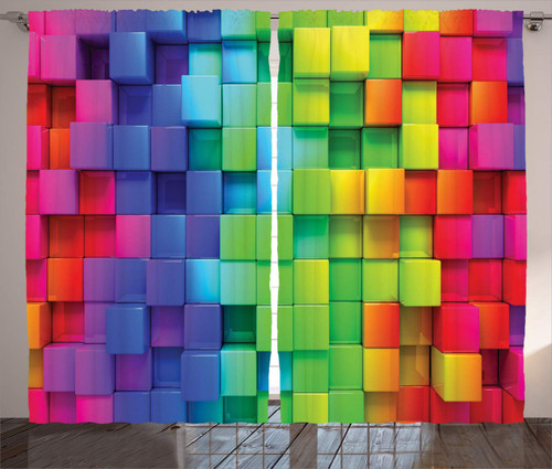Ambesonne Colorful Curtains, Rainbow Colored Contour Display Futuristic Block Brick-Like Geometric Artisan, Living Room Bedroom Window Drapes 2 Panel Set, 108" X 108", Rainbow Colors Ambesonne Colorful Curtains, Rainbow Colored Contour Display Futuristic Block Brick-Like Geometric Artisan, Living Room Bedroom Window Drapes 2 Panel Set, 108" X 108", Rainbow Colors