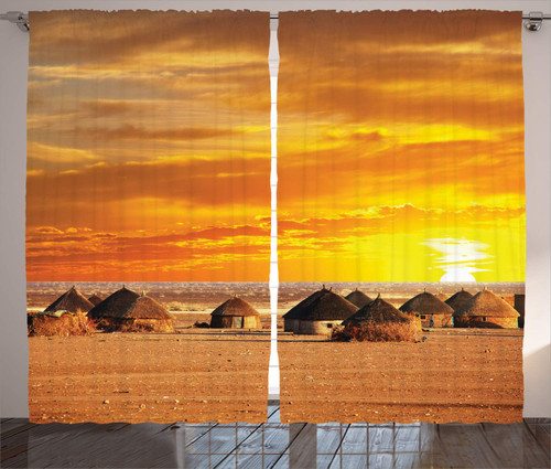 Ambesonne African Curtains, Landscape of a Small Town with Horizon Skyline at Dawn Ethiopian Photography, Living Room Bedroom Window Drapes 2 Panel Set, 108" X 108", Yellow Orange Ambesonne African Curtains, Landscape of a Small Town with Horizon Skyline at Dawn Ethiopian Photography, Living Room Bedroom Window Drapes 2 Panel Set, 108" X 108", Yellow Orange
