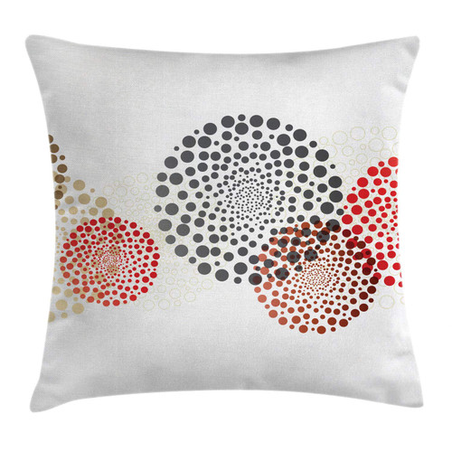 Ambesonne Abstract Throw Pillow Cushion Cover, Modern and Cool Design with Abstract Dots Like and Circled Design Artwork, Decorative Square Accent Pillow Case, 18" X 18", Red Grey
