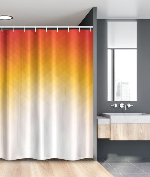 Ambesonne Geometric Stall Shower Curtain, Ombre Geometric Triangle Shape by Digital Gradient Modern Retro Style, Fabric Bathroom Decor Set with Hooks, 54" W x 78" L, Yellow Orange