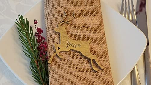 Personalized Wood Wedding Place Cards, Set of One,Table Decor Christmas place cards reindeer place cards Christmas table decoration Christmas place settings Christmas Deer place cards