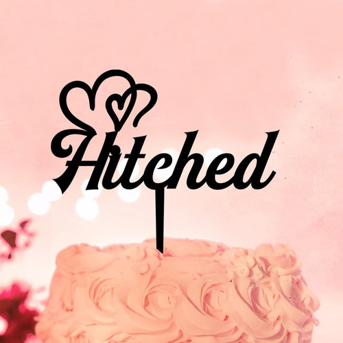 Acrylic Black Engagement Wedding Cake Toppers Hitched Cake Toppers Rustic Mr & Mrs Silhouette For Wedding Anniversary Party Decor Engagement Gifts Personalised