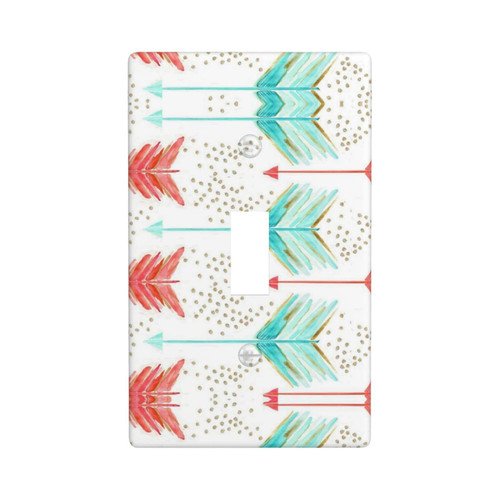 Coral And Teal Arrows Switch Cover Decorative 1 Post Single Toggle Switch Plate Cover Wall Plate Home Decoration