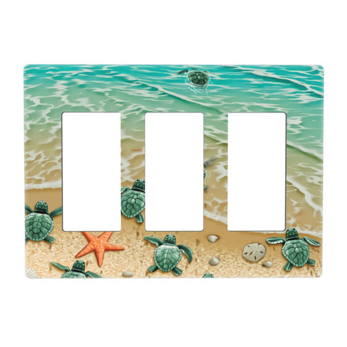 Beach Turtle 3 Gang Triple Rocker/Decora Light Switch Wall Plate Cover Decorative Electrical Faceplate for Living Room Bedroom Decor Screwless 6.57" x 4.65 Beach Turtle 3 Gang Triple Rocker/Decora Light Switch Wall Plate Cover Decorative Electrical Faceplate for Living Room Bedroom Decor Screwless 6.57" x 4.65