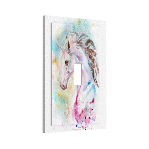 1-Gang Watercolor-Pink-Blue-Unicorn Decorative Wall Plates Thermoplastic Faceplate Cover(Single Toggle)