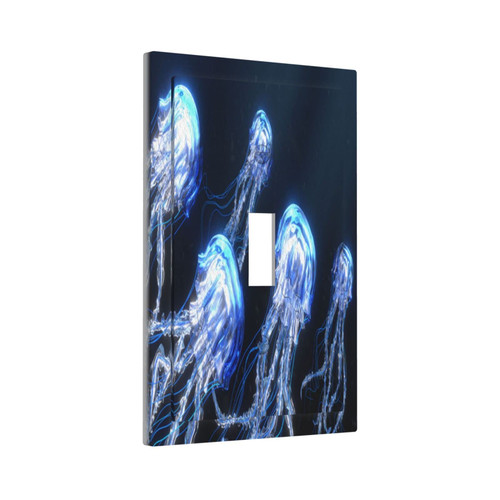 1-Gang Blue-Glowing-Jellyfish Decorative Wall Plates Thermoplastic Faceplate Cover(Single Toggle)