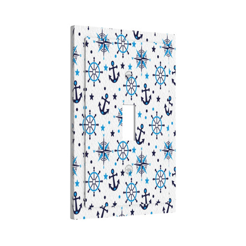 1-Gang Blue-Sea-Navy-Anchor Decorative Wall Plates Thermoplastic Faceplate Cover(Single Toggle)
