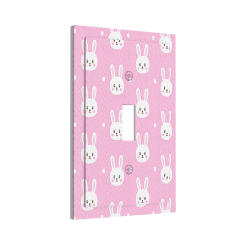 1-Gang Pink-Dot-Rabbit-Bunny-Hare Decorative Wall Plates Thermoplastic Faceplate Cover(Single Toggle)