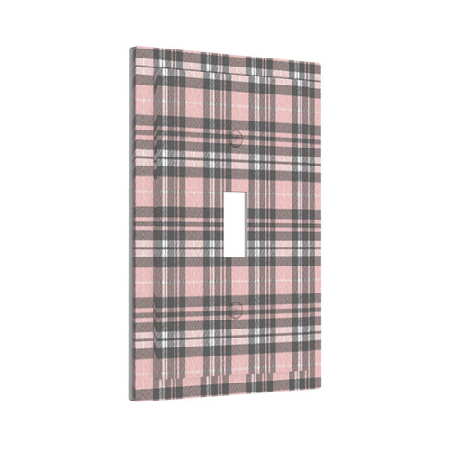 1-Gang Pink-Grey-Plaid-Tartan Decorative Wall Plates Thermoplastic Faceplate Cover(Single Toggle)