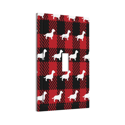 1-Gang Dachshund-Buffalo-Plaid Decorative Wall Plates Thermoplastic Faceplate Cover(Single Toggle)