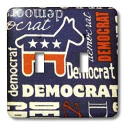 3dRose LSP_39083_2 Red White Blue Democrat Double Toggle Switch