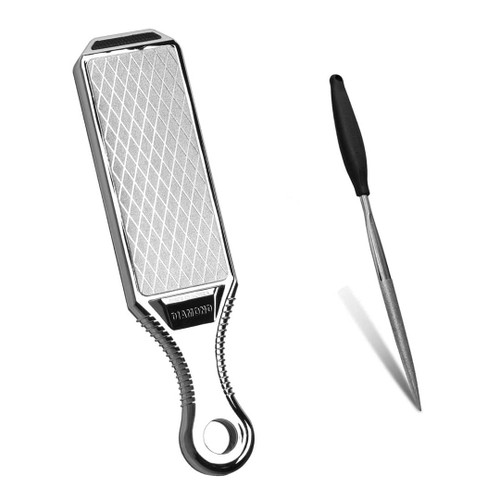 Knife Sharpeners Handheld 300/600 Grit Double Sided Diamond Knife Sharpening Weststone Stone for Kitchen Knives Scissors Garden Tools with scissors sharpener(SHA-2W SET)