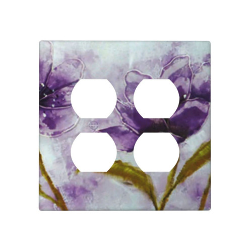Purple Flower 2 Gang Light Switch Cover Duplex Outlet Combination Decorative Wall Plate Cover Outlet Cover Plate Faceplate For Kitchen Bathroom Purple Flower 2 Gang Light Switch Cover Duplex Outlet Combination Decorative Wall Plate Cover Outlet Cover Plate Faceplate For Kitchen Bathroom