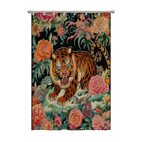 48x72 Inch Shower Curtains Tiger and Chinoiserie Colorful Floral Waterproof Fabric Shower Curtain Polyester Fabric with Hooks, Bathroom Curtain Decor, Shower Curtain Sets Machine Washable 48x72 Inch Shower Curtains Tiger and Chinoiserie Colorful Floral Waterproof Fabric Shower Curtain Polyester Fabric with Hooks, Bathroom Curtain Decor, Shower Curtain Sets Machine Washable