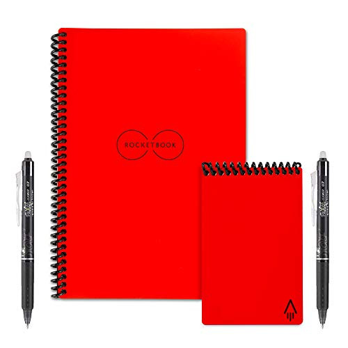 Rocketbook Everlast Executive and Mini Wirebound Notebook with 2 Pilot FriXion pens and 2 microfiber cloths, Atomic Red (EVR EM K CBG)