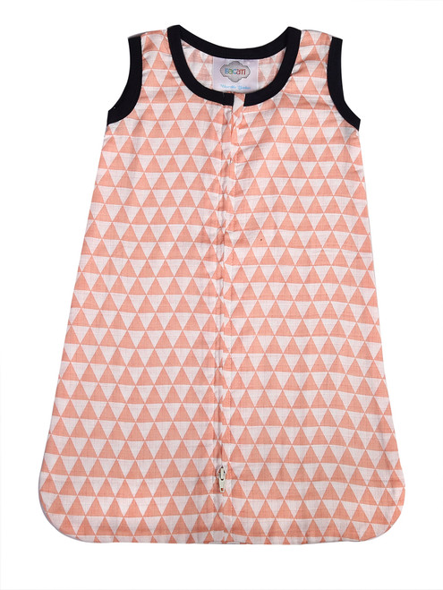 Bacati Tribal/Aztec 100% Cotton Muslin Sleeping Bag Wearable Blanket (Small (23 to 26 inches from 10 to 16 lbs), Coral Triangles)