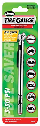 Slime 22012 Pencil Tire Gauge, 5-50 PSI/KPA/BAR