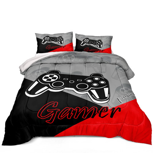 Z.Jian HOME Gaming Comforter for Boys Teen Game Contoller Bedding Set for Kids Down Alternative Comforter for All Season Gamer Home Decor for Comforter Set Queen,1 Comforter 2 Pillowcases