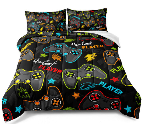 BDUCOK Gamer Comforter Sets for Boys, Gaming Bedding Set Twin Set,Video Games Comforter for Boys Kids Adult Gamepad Comforter Set Gamer Room Decor for Teen Boys 1 Comforter with 1 Pillow Cases