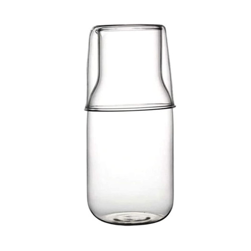 Glass Water Bottle,Bedside Water Carafe Set with Tumbler Glass Night Cup Set, Coffee Milk Cup 550ML