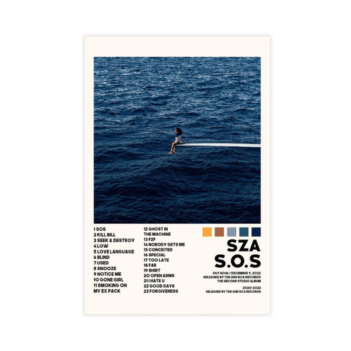 SZA Poster SOS Poster SZA Tracklist Album Cover Poster Canvas Poster Wall Art Decor Print Picture Paintings for Living Room Bedroom Decoration Unframe-style 16x24inch(40x60cm)
