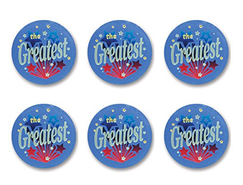 Beistle BN089 6-Piece The Greatest Satin Button, 2-Inch