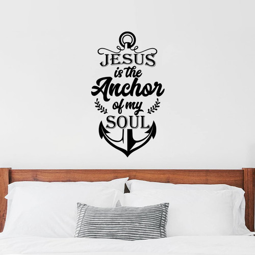 Wall Decor Stickers Jesus is The Anchor of My Joul Quotes Wall Stickers Decal Saying Home Decals Quote Home Decor for Office School Classroom Teen Dorm Room Wall Decal 22 Inch