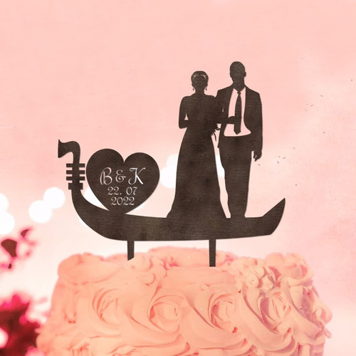 Mr And Mrs Rustic Wedding Engagement Cake Toppers Silhouette Personalized Beach Bride & Groom Cake Toppers For Engagement Bride To Be Cake Decorations Engagement Gifts For Couple Acrylic Black