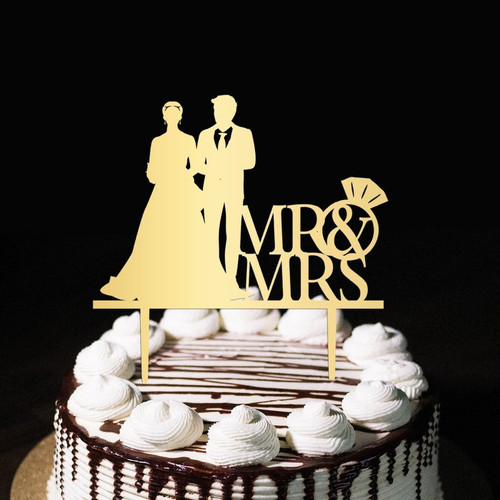 Bride And Groom Cake Toppers Mr And Mrs Rustic Wedding Engagement Cake Toppers Silhouette Country Personalized For Engagement Bride To Be Wedding Decorations Bridal Shower Gifts Gold