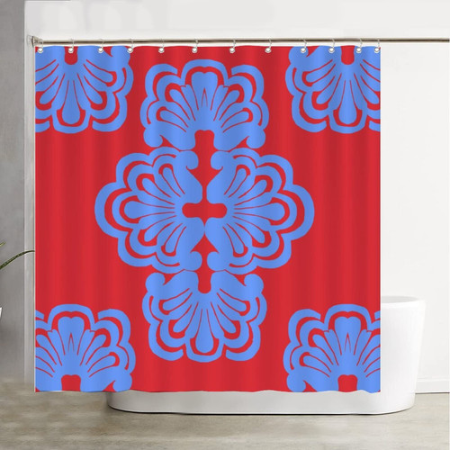 COVOME Shabby Chic Vintage Flowers Modern Shower Curtains for Bathroom Classic Seamless Pattern Red Shower Curtains Waterproof Fabric with Reinforced Buttonholes Home Bathroom Bathtubs Decor 72 Inch