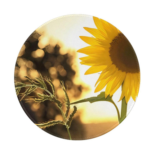 Sunflowers Round Mouse Pad Non-Slip Rubber Gaming Mousepads Cute Mouse Mat with Stitched Edges for Laptop Computers Office Home, 7.9X 7.9inch