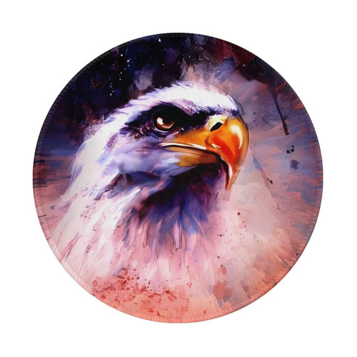 Bald Eagle Round Mouse Pad Non-Slip Rubber Gaming Mousepads Cute Mouse Mat with Stitched Edges for Laptop Computers Office Home, 7.9X 7.9inch