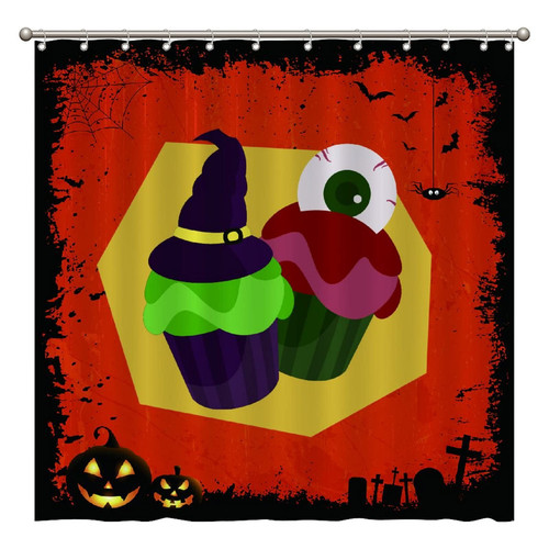 ArogGeld Halloween Cakes Shower Curtain Halloween Bat Eye Eyeball Shower Curtains Bathroom Curtains Custom Durable Polyester Fabric Holiday Shower Curtain for Bathroom 72x72 Inches Set with 12 Hooks