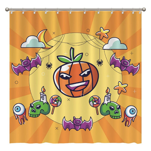 ArogGeld Halloween Pumpkin Face Shower Curtain Happy Halloweeen Shower Curtains Bathroom Curtains Custom Durable Polyester Fabric Holiday Shower Curtain for Bathroom 72x72 Inches Set with 12 Hooks