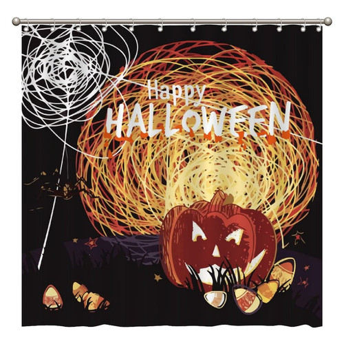 ArogGeld Happy Halloween Shower Curtain Happy Halloween Shower Curtains Bathroom Curtains Custom Durable Polyester Fabric Holiday Shower Curtain for Bathroom 72x72 Inches Set with 12 Hooks
