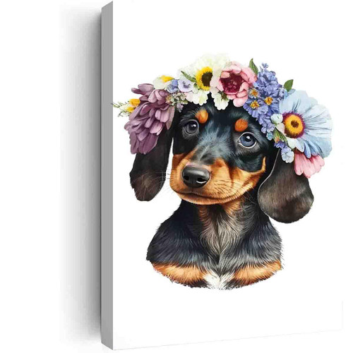 Dachshund Puppy Dog Flower Crown Nursery Botanical Wall Art Print,Safari Animal Pictures Wall Art - Baby Room Animal Prints - Jungle Babies Wall Decor -8"x12" canvas print with frame Dachshund Puppy Dog Flower Crown Nursery Botanical Wall Art Print,Safari Animal Pictures Wall Art - Baby Room Animal Prints - Jungle Babies Wall Decor -8"x12" canvas print with frame