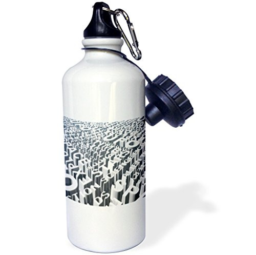 3dRose wb_19426_1"Space Syllables three dimensionally raised text of space and science fiction terms" Sports Water Bottle, 21 oz, White