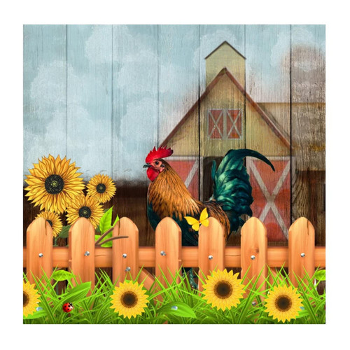 Rooster Barnyard Cockerel Design Sunflower Barn Bathroom Wall Decoration Wall Stickers Rooster Animal Picture Painting Reusable Wall Stickers for Laptop Classroom Nursery Trucks Vinyl