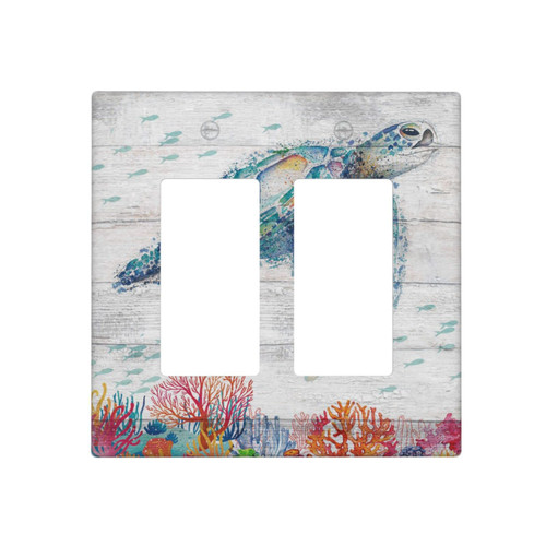 QIUWIOV Sea Turtle 2 Gang Rocker Light Switch Cover Decorative Switch Plates and Outlet Covers Wall Plates Kitchen Room Accessories Decor (10872) QIUWIOV Sea Turtle 2 Gang Rocker Light Switch Cover Decorative Switch Plates and Outlet Covers Wall Plates Kitchen Room Accessories Decor (10872)