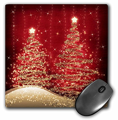 3dRose LLC 8 x 8 x 0.25 Inches Mouse Pad, Elegant Christmas Sparkling Trees Red (mp_35705_1)